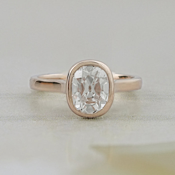 Old Mine Cushion Cut Bezel Set Solitaire Engagement Ring