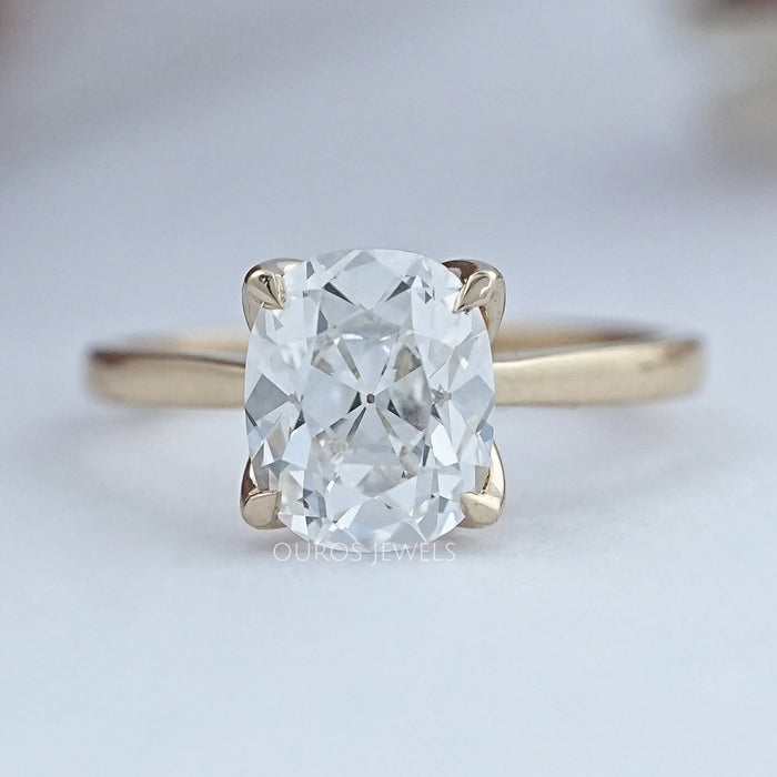 Old Mine Cushion Petal Solitaire Engagement Ring