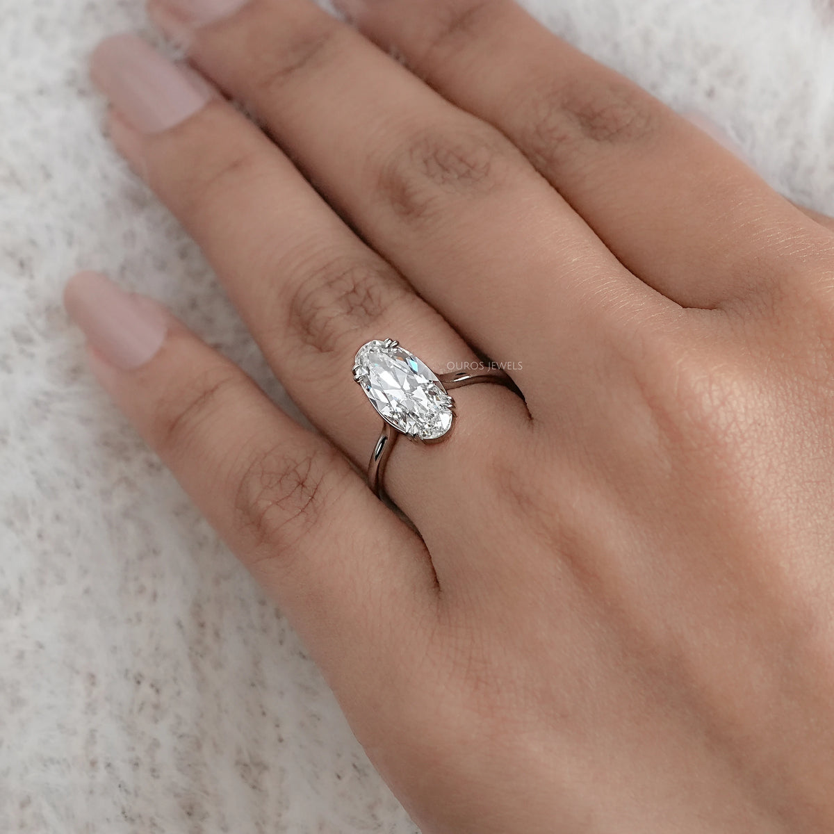 Old Mine Moval Lab Diamond Solitaire Engagement Ring Ring