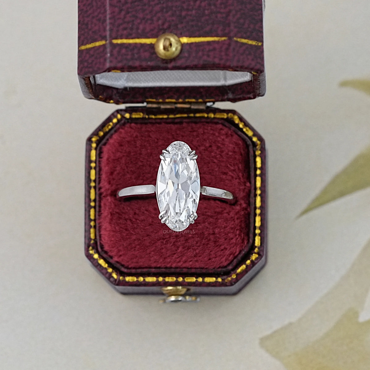 Old Mine Moval Lab Diamond Solitaire Engagement Ring Ring