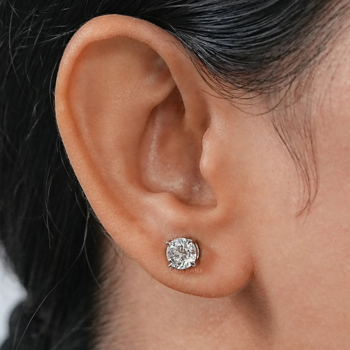 Old European (OEC) Round Cut Lab Diamond Stud Earring