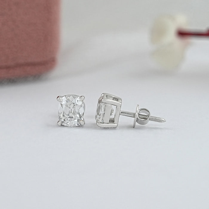 Vintage Cushion Solitare Stud Earrings