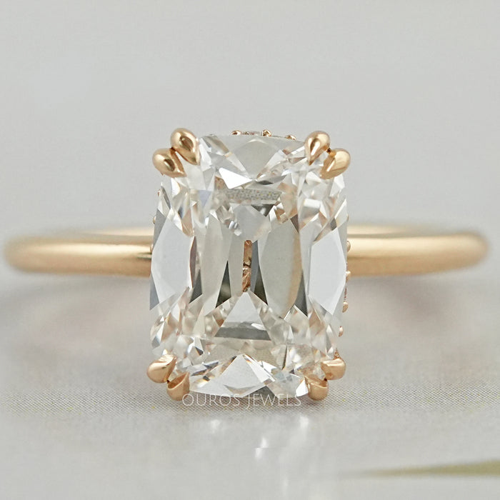 Elongated Old Mine Cushion Cut Diamond Ring