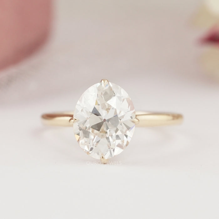 Solitaire Old Mine Oval Diamond Ring