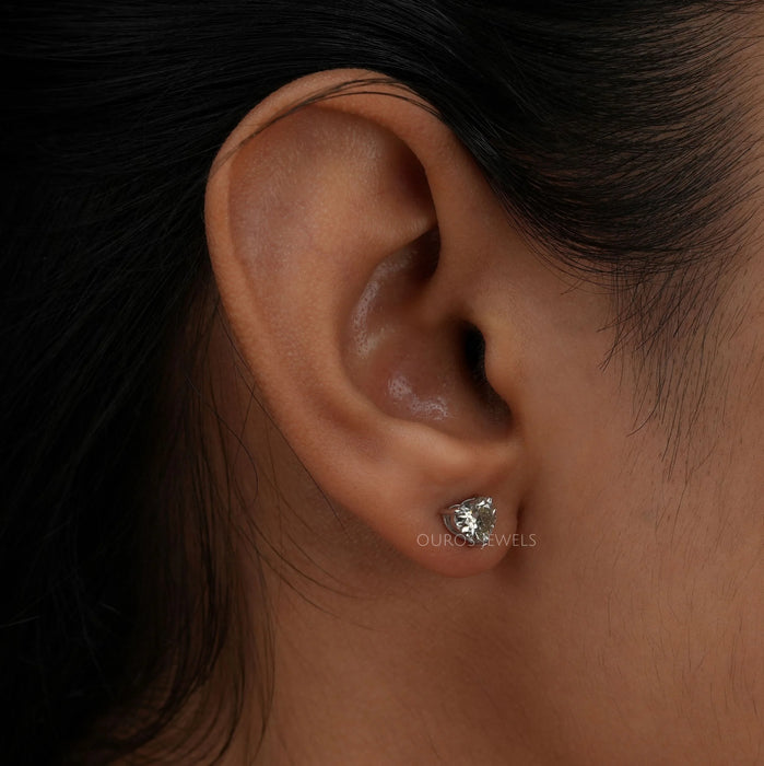 Olive Color Heart Lab Grown Diamond Earrings