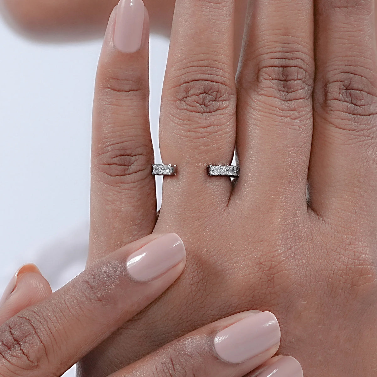 Open Cuff Princess Lab Diamond Eternity Band Rings