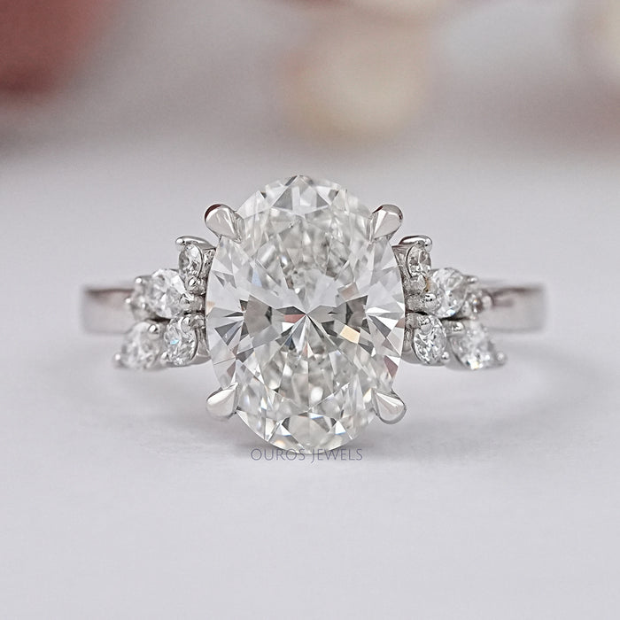 Oval Cluster Diamond Engagement Ring