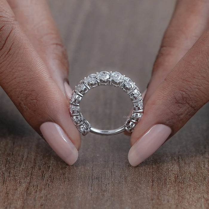 Brilliant Oval Cut Lab Diamond Eternity Wedding Band