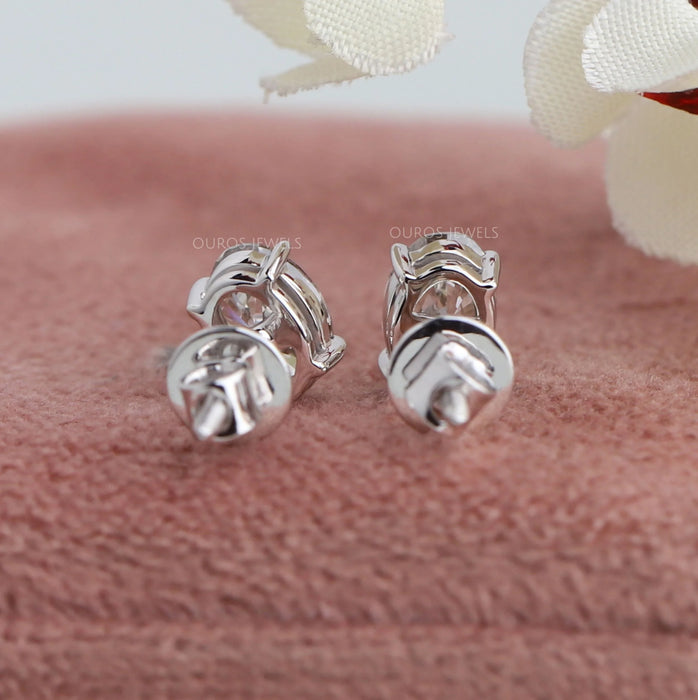 Olive Color Oval Solitaire Diamond Studs