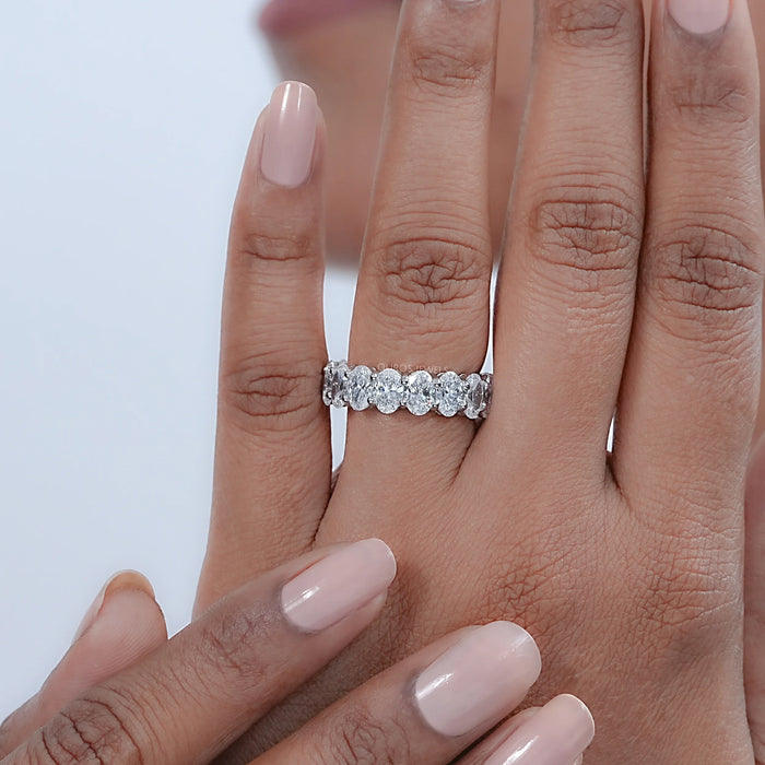 Brilliant Oval Cut Lab Diamond Eternity Wedding Band