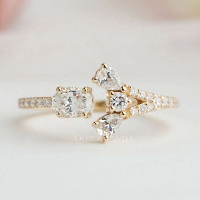 Open Cuff Styles Oval Cut Lab Grown Diamond Ring