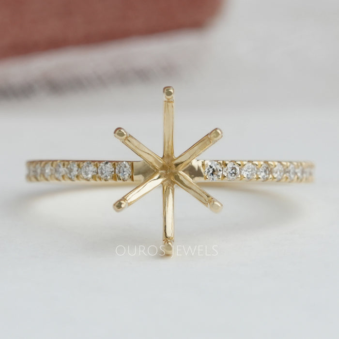Six Prong Oval Solitaire Semi Mount Gold Ring
