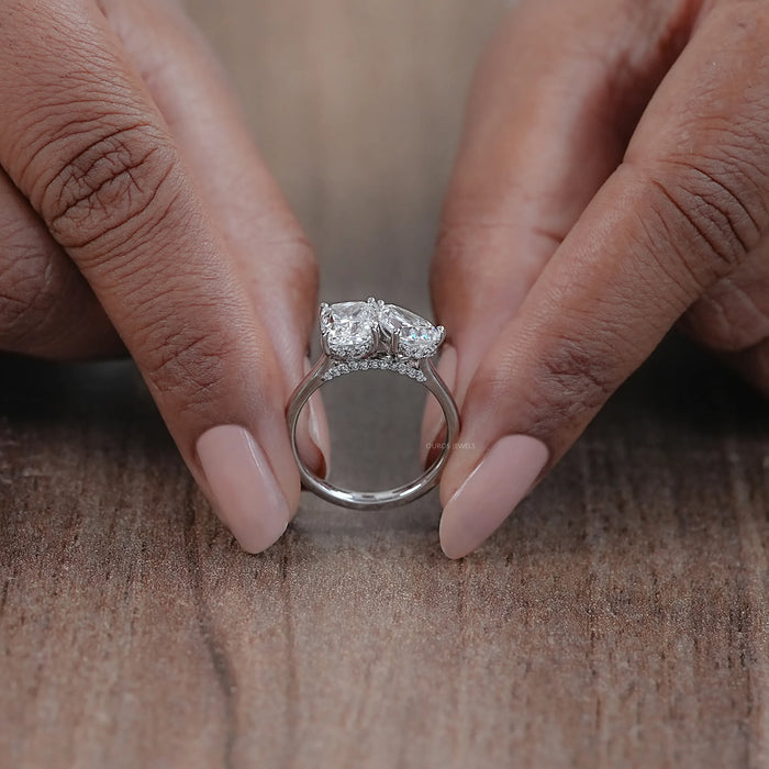 Pear And Cushion Cut Hidden Halo Toi Moi Ring