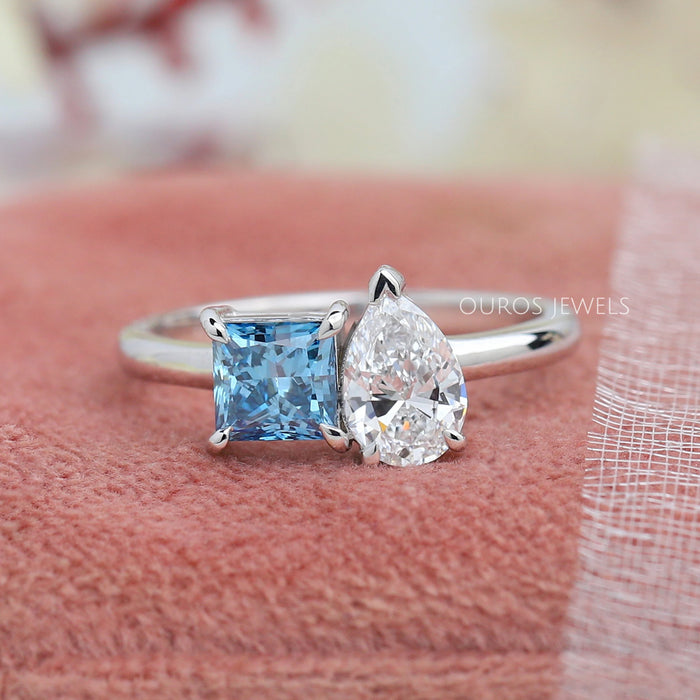 Pear and Princess Cut Toi Et Moi Ring