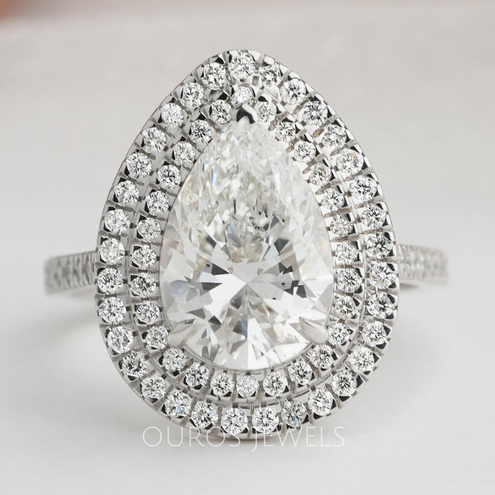 Pear Cut Diamond Double Halo Engagement Ring