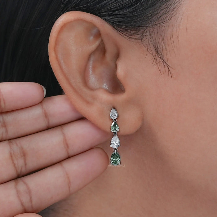 Pear Cut Lab Diamond Dangle Earrings