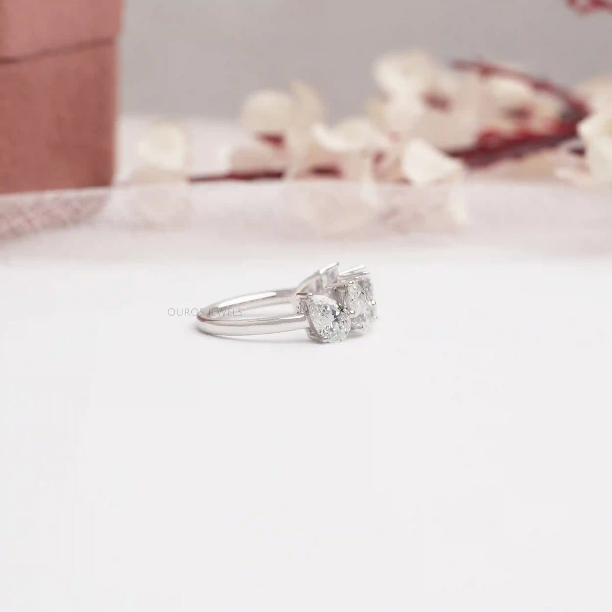 Pear Cut Five Stone Lab Grown Diamond Dainty Ring