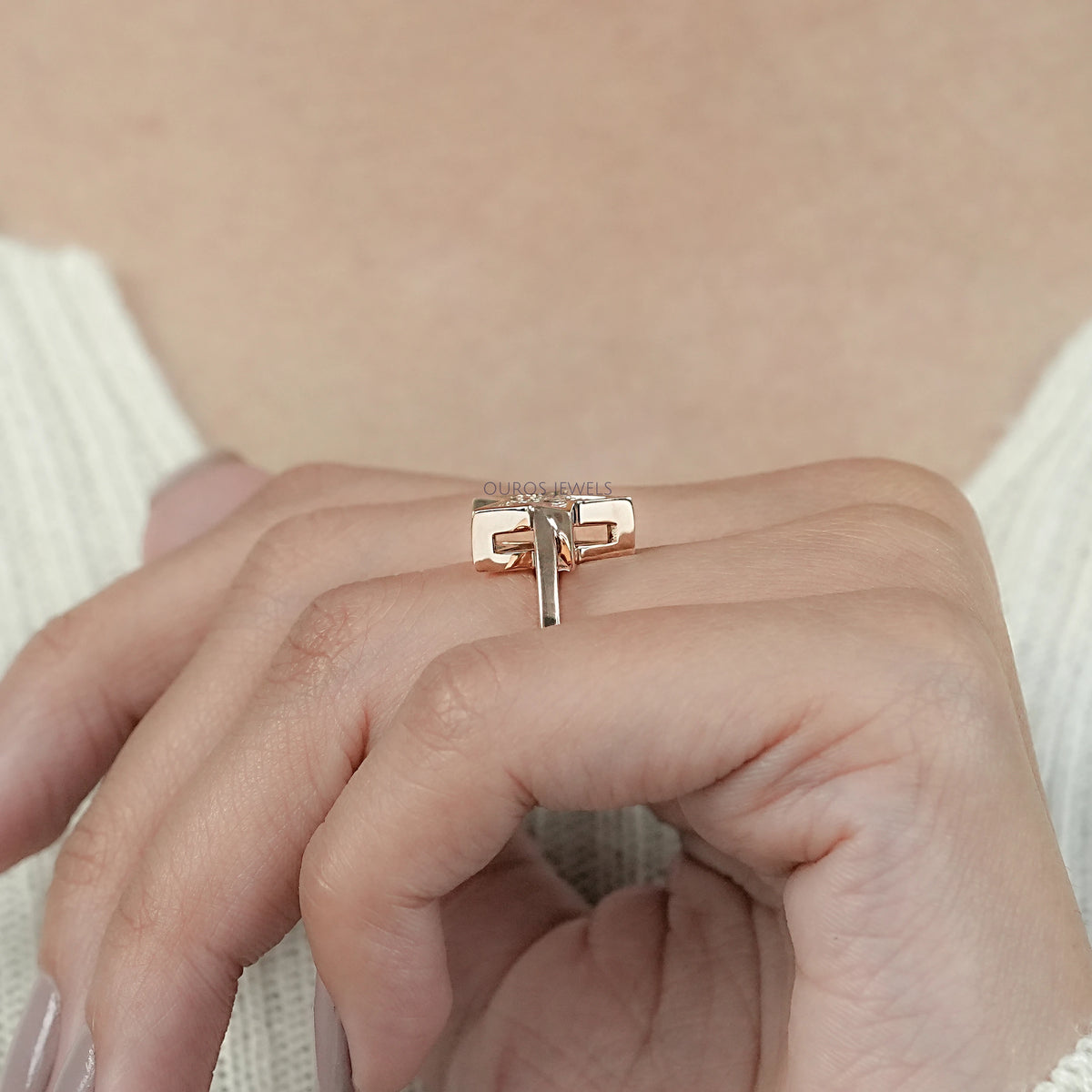 Pie Cut Bezel Setting Solitaire Engagement Ring Rings