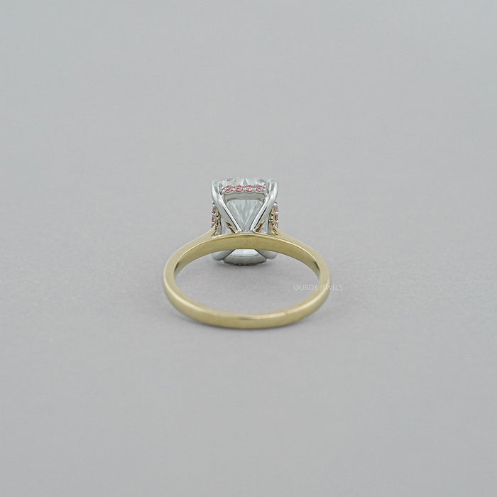 Cushion Lab Diamond Pink Hidden Halo Solitaire Ring