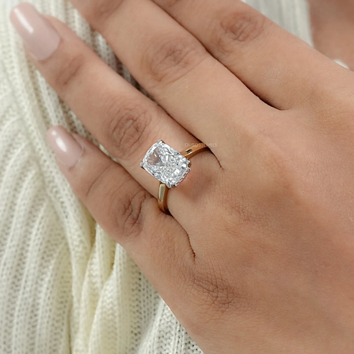 Cushion Lab Diamond Pink Hidden Halo Solitaire Ring