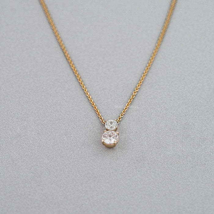 Two Stone Portuguese Round Lab Diamond Pendant