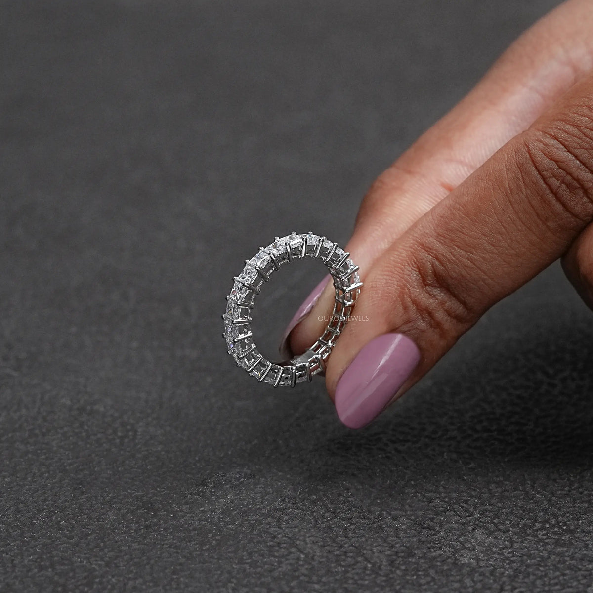 Princess Cut Lab Diamond Full Eternity Band Rings