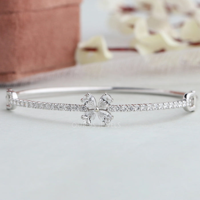 Pear and Round Lab Grown Diamond Bangle