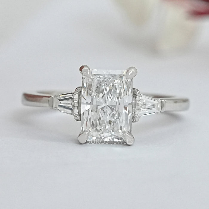 3 Stone Radiant Cut Diamond Engagement Ring
