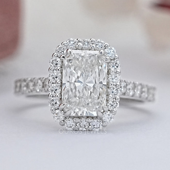 Radiant Cut Halo Lab Diamond Engagement Ring