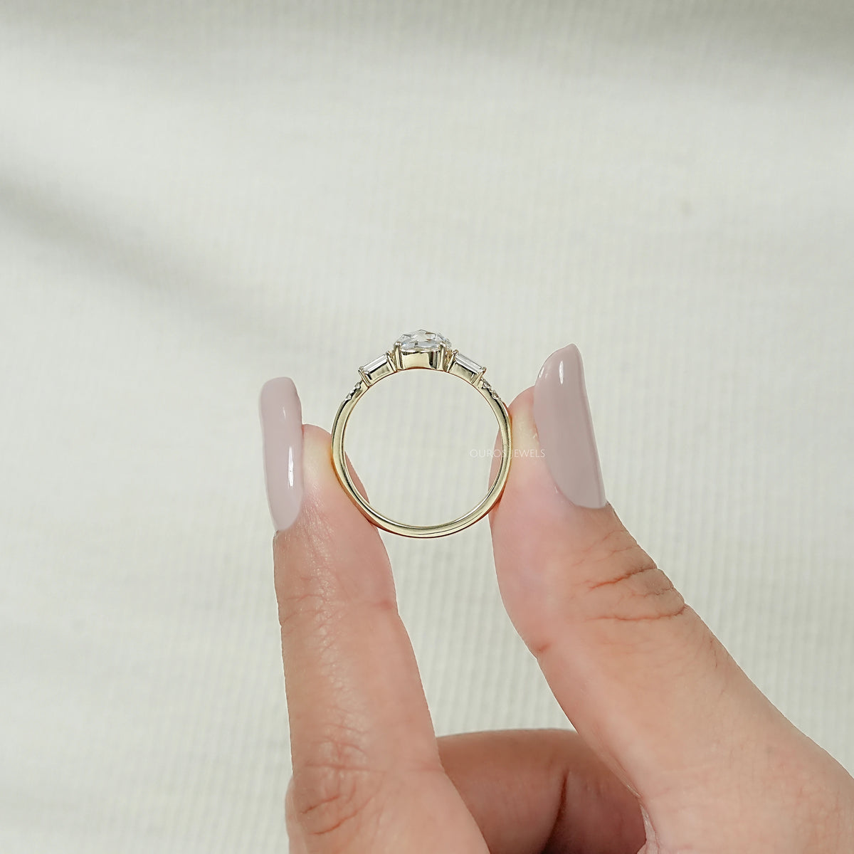 Rose Cut Round And Baguette Diamond Accent Ring Ring