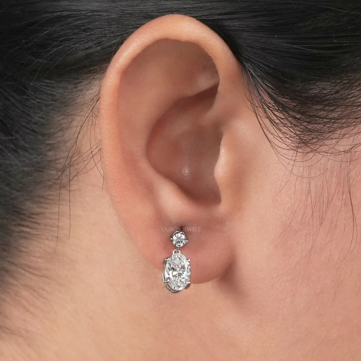 Round And Oval Cut Lab Diamond Drop Dangle Earring
