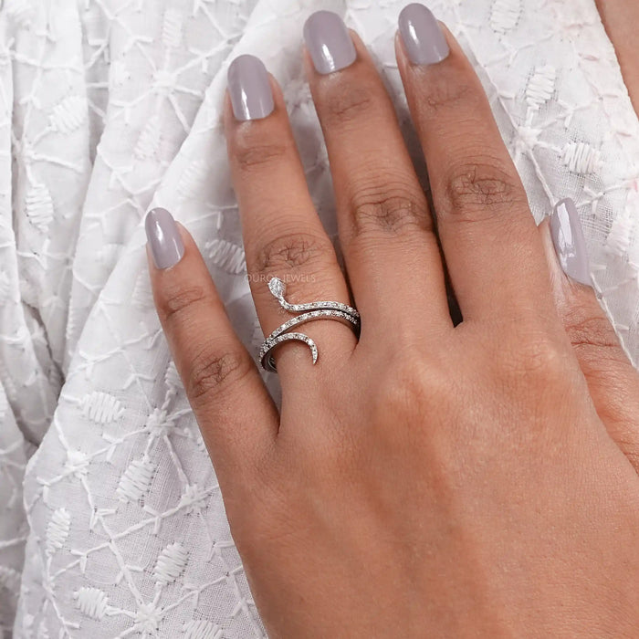 Mulitcolor Round Pave Diamond Snake Ring