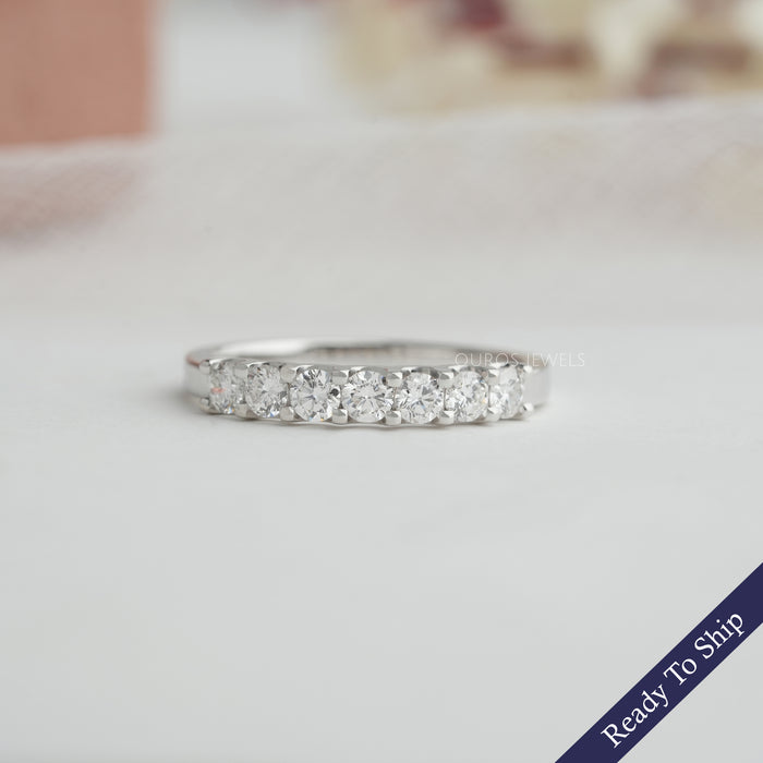 Round Cut Lab Grown Diamond Half Wedding Band
