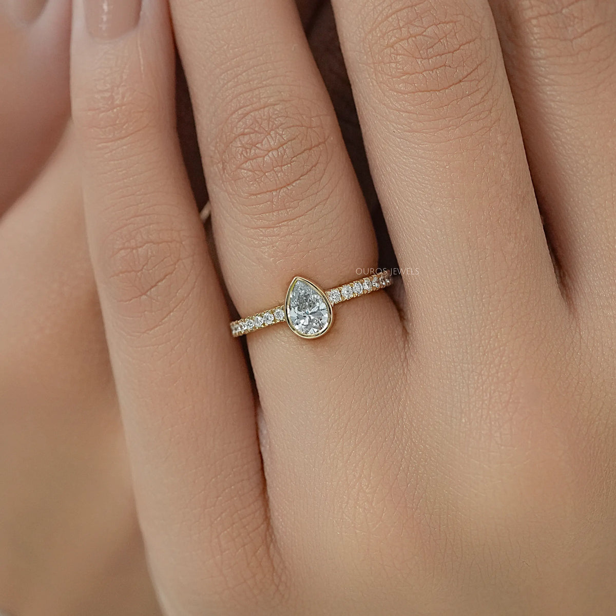 Bezel Set Lab Diamond Solitaire With Accent Ring Ring
