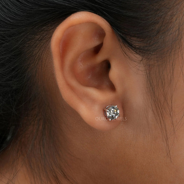 1 Carat Olive Round Diamond Earrings