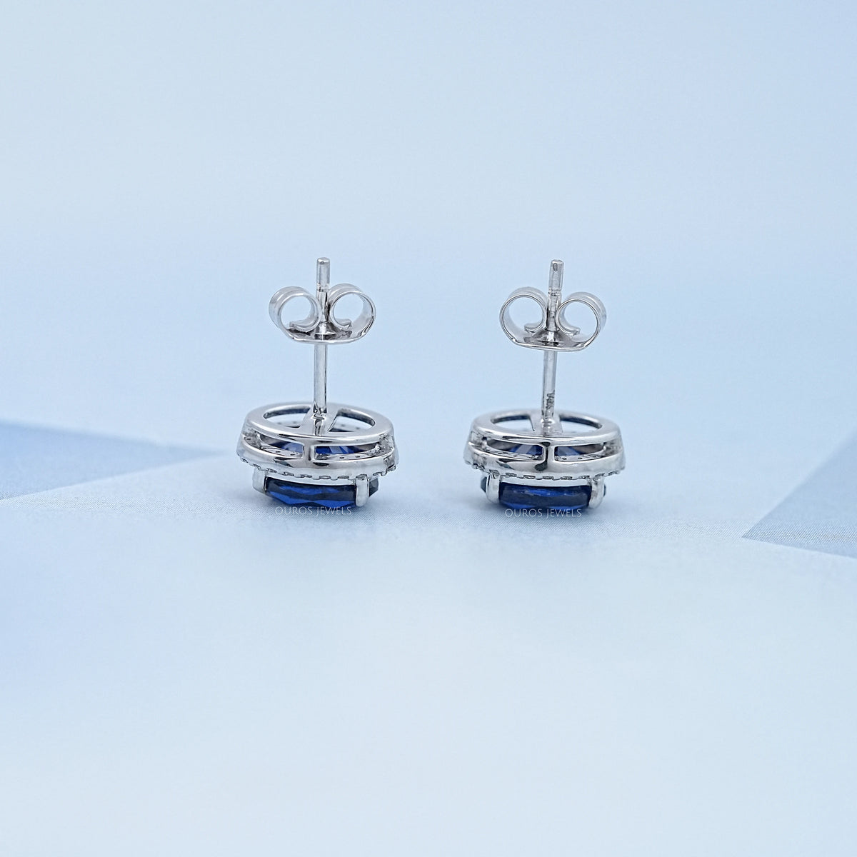 Oval Cut Sapphire Gemstone Stud Earring