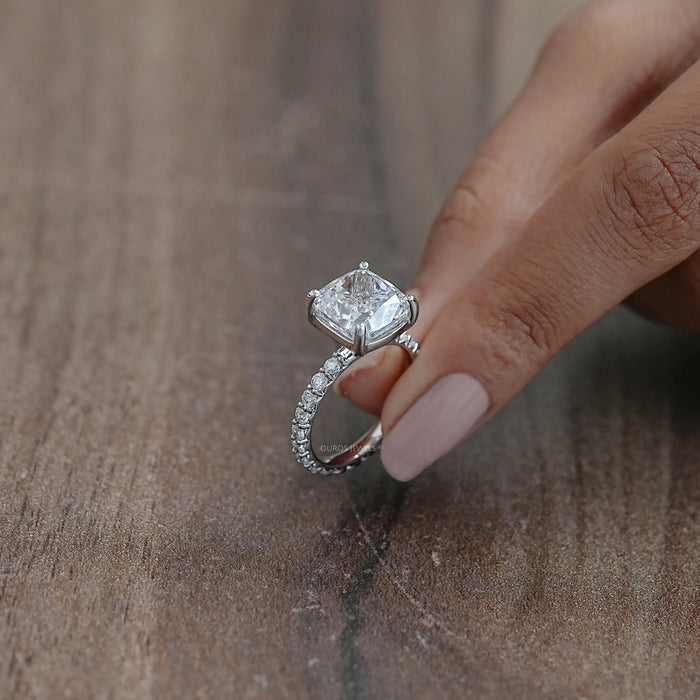 Square Cushion Lab Diamond Eternity Engagement Ring