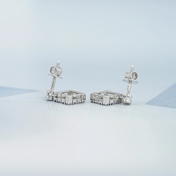 Bezel Set Round Ruby Gemstone Accent Drop Earrings