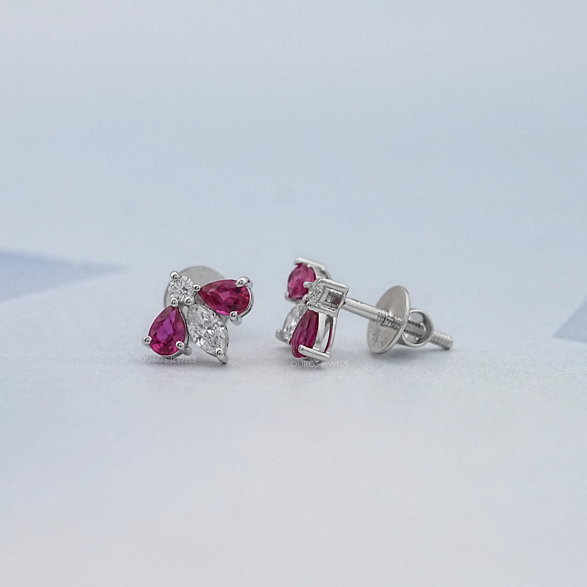 Ruby Pear And Marquise Lab Diamond Stud Earrings Earring