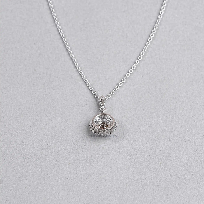 Double Halo Brown Round Cut Diamond Pendant