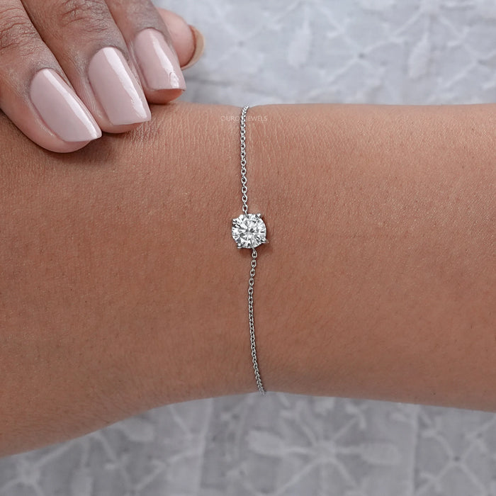 Solitaire Round Diamond Chain Bracelet