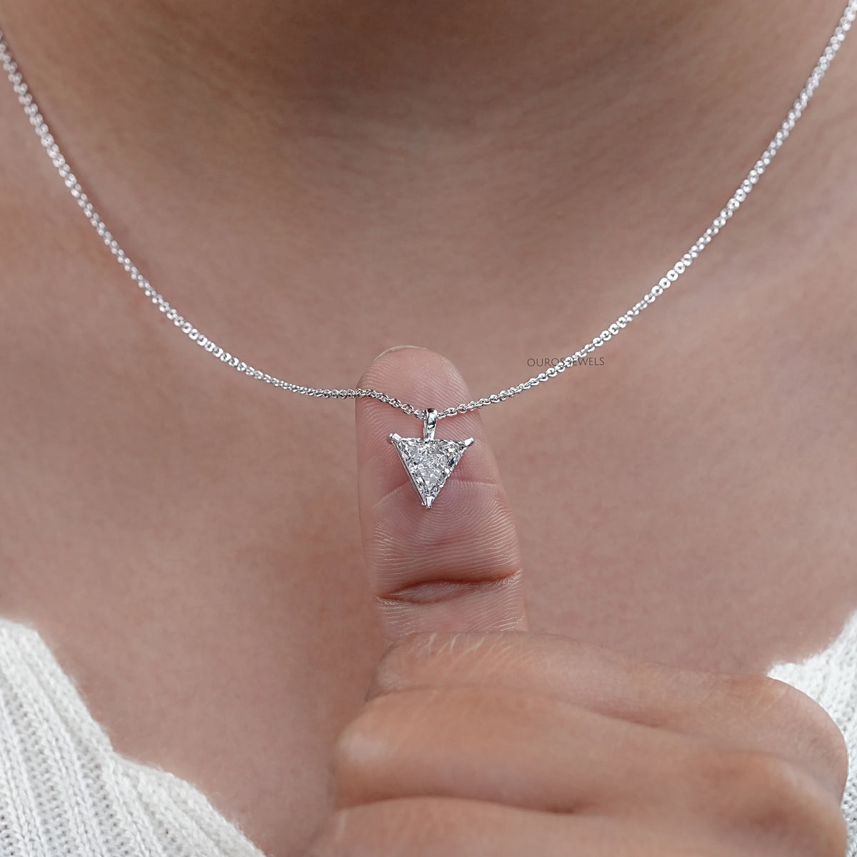 Triangle Cut Lab Diamond Solitaire Pendant Necklaces