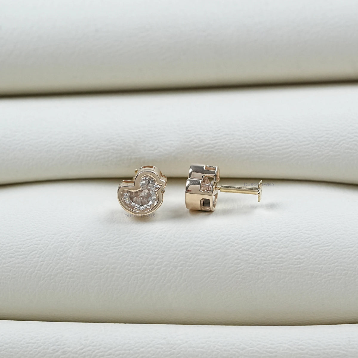 Duck Cut Lab Diamond Bezel Set Stud Earrings Earring