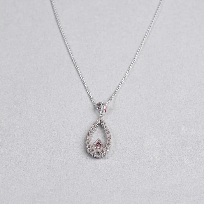 Open Pear Shape Pink Lab Diamond Pendant