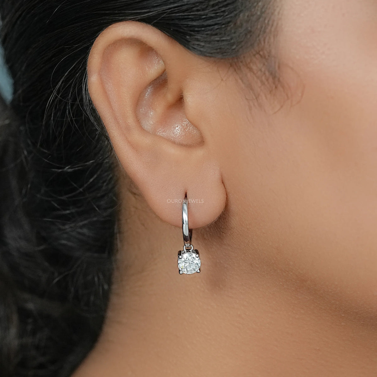 OEC Round Diamond Dangle Hoop Earrings Earrings