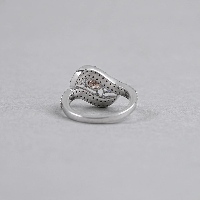 Pear Shaped Diamond Double Row Bypass Ring