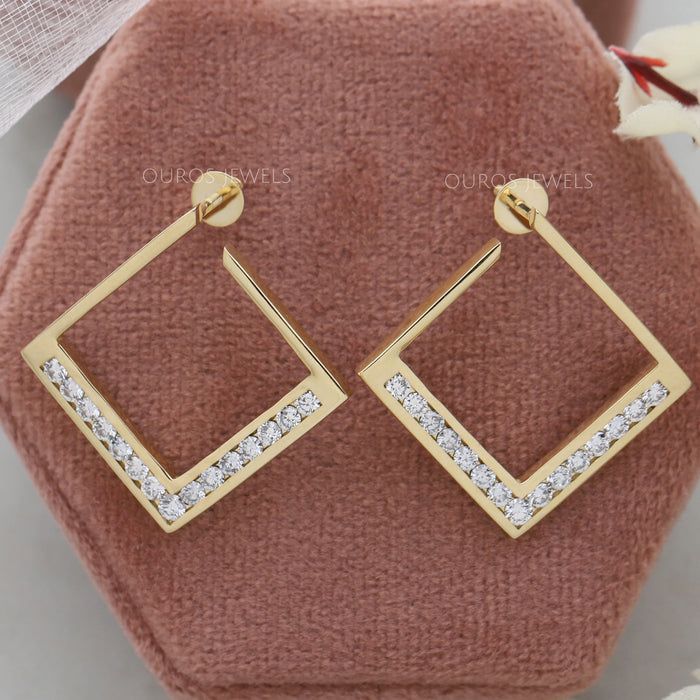 Square Lab Grown Diamond Hoop Earrings