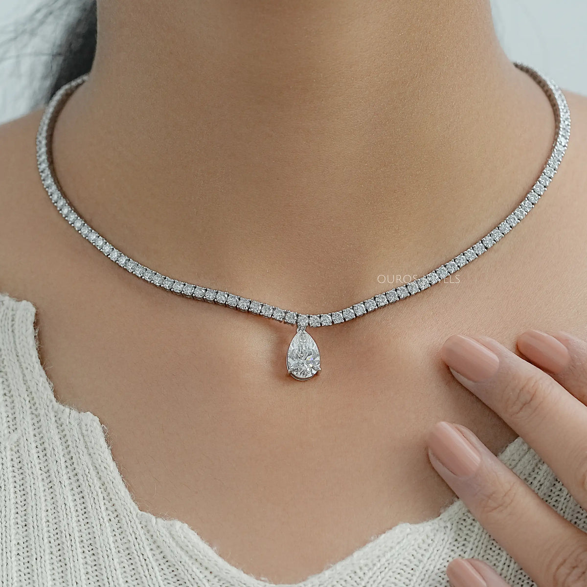 Pear Lab Diamond Tennis Necklace Necklaces
