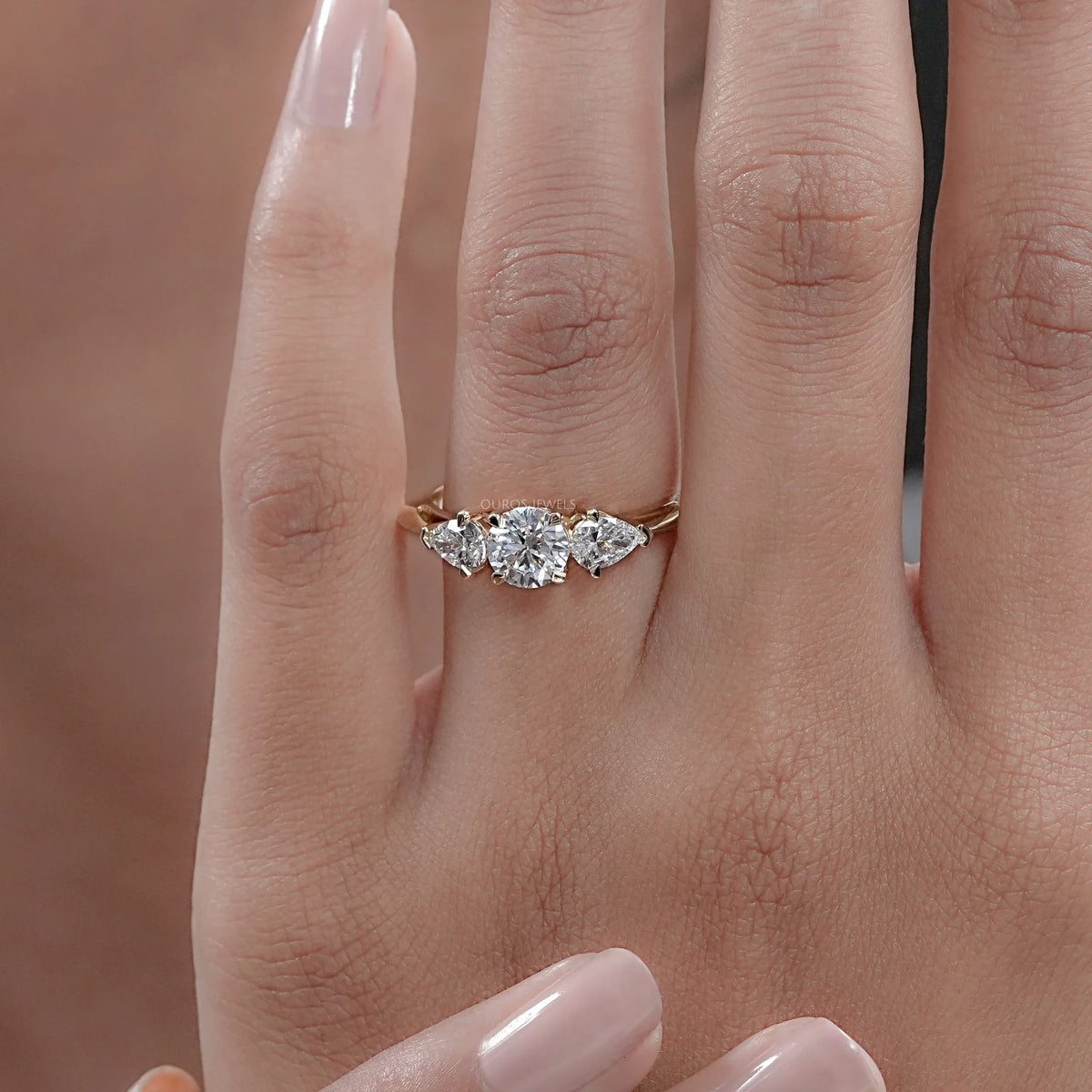 3 Stone Round Cut Lab Diamond Engagement Ring Rings