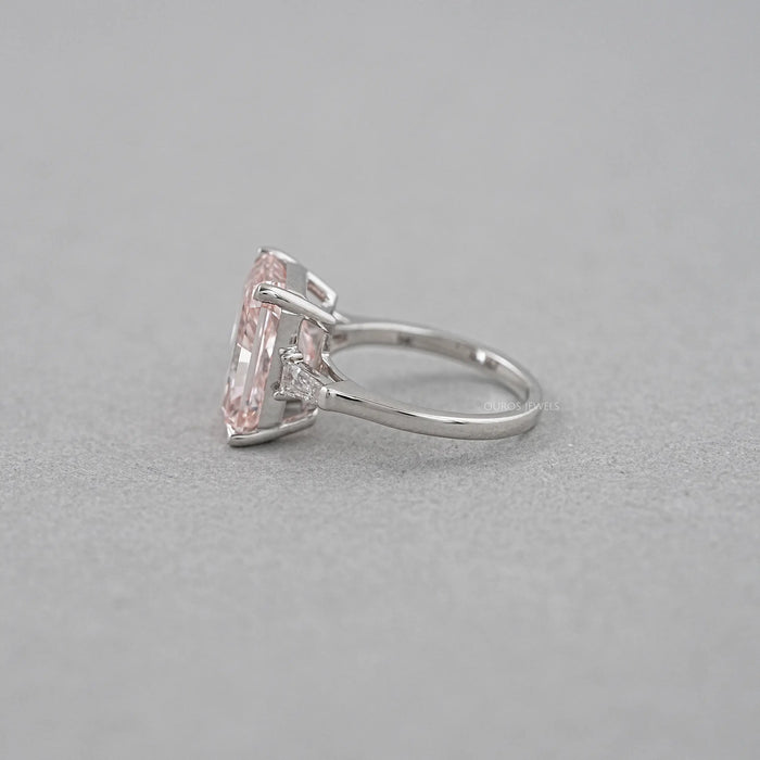 Pink Radiant Cut Lab Diamond Three Stone Ring